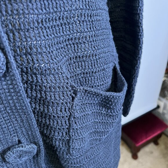Vintage Chico’s Black Midi Long Cardigan Button Front Sweater Chunky Knit Small - Picture 8 of 9